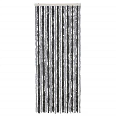 VidaXL Vliegengordijn 56x185 cm chenille grijs en zwart