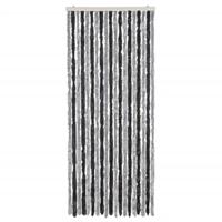 VidaXL Vliegengordijn 56x185 cm chenille grijs en zwart - thumbnail