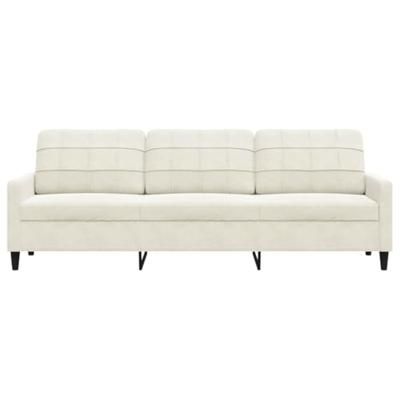 Driezitsbank 210 cm fluweel crmekleurig