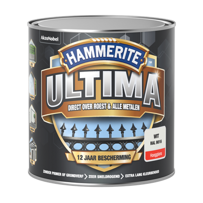 Hammerite Ultima Hoogglans | Wit | RAL9016 | 250ml - 5566476