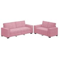 2-delige Loungeset met kussens fluweel roze - thumbnail