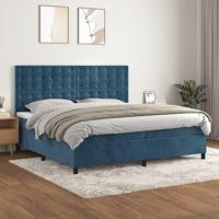 Boxspring met matras fluweel donkerblauw 200x200 cm - thumbnail