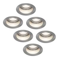 Set van 6 Mesa LED inbouwspots verzonken - 4 Watt 345 Lumen - 6500K daglicht wit - GU10 - Dimbaar - Rond - IP64 Waterdicht - RVS- Anti-glare - thumbnail