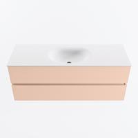 MONDIAZ VICA 130cm badmeubel onderkast Rosee 2 lades. Wastafel MOON midden zonder kraangat, kleur Talc. - thumbnail