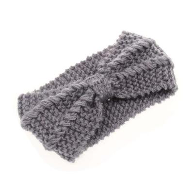 Winter gebreide hoofdband tulband vrouwen haak Bow breed stretch Hairband Zandana (donkergrijs)