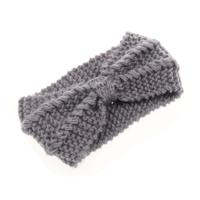 Winter gebreide hoofdband tulband vrouwen haak Bow breed stretch Hairband Zandana (donkergrijs) - thumbnail
