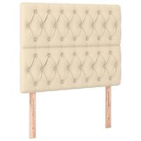 Hoofdbord LED 100x7x118/128 cm stof crèmekleurig - thumbnail