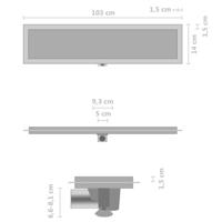 VidaXL Doucheafvoer met 2-in-1 deksel 103x14 cm roestvrij staal - thumbnail