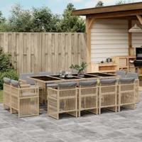 13-delige Tuinset met kussens poly rattan gemengd beige - thumbnail