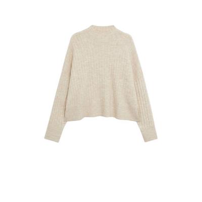 Mango gemêleerde ribgebreide trui met wol ecru Mango gemêleerde ribgebreide trui met wol ecru