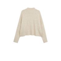 Mango gemêleerde ribgebreide trui met wol ecru - thumbnail