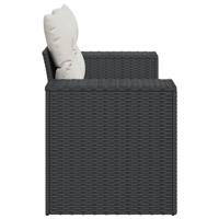 Tuinbank 2-zits met kussens poly rattan zwart - thumbnail
