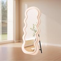 LoXa Passpiegel Veloura Blush - 160x60 cm - Alleen Staand - Velvet Frame - Golvend Design - HD Glas - Luxe Volledige Lichaam Spiegel - thumbnail