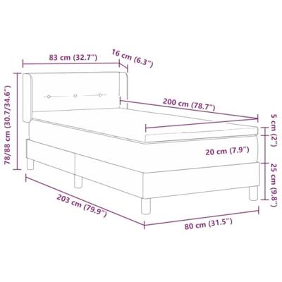 Boxspringbed met Matras in Blauw, 80 x 200 cm, Stof