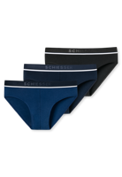 Schiesser Rio slips 95/5 blauw-zwart 3-pack - thumbnail