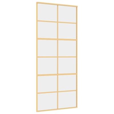 Schuifdeur 90x205 cm helder ESG-glas en aluminium goudkleurig