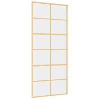 Schuifdeur 90x205 cm helder ESG-glas en aluminium goudkleurig - thumbnail