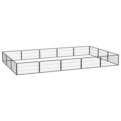 Hondenkennel 16 panelen 100x50 cm gepoedercoat staal zwart