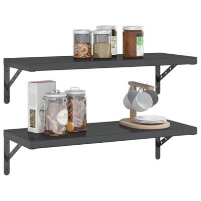 Wandschappen 2 st 75x30 cm roestvrijstaal zwart