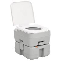 VidaXL Campingtoilet draagbaar 15+10 l hdpe grijs en wit - thumbnail