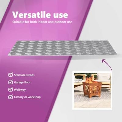 VidaXL Trap tread rechthoekig 4 pcs zilver 90 x 50 cm aluminium