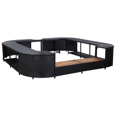 Spa-ombouw vierkant 268x268x55 cm poly rattan zwart