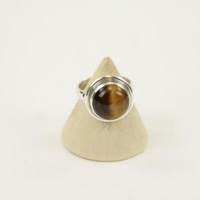 Zilveren Ring met Tijgeroog Maat 16 Model 1 (Sterling Zilver 925)