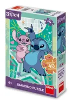 DinoToys Dino puzzel - stitch met 40 diamanten om te plakken - 200 stukjes - thumbnail