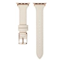 Leren bandje - Room wit - Geschikt voor Apple Watch 44mm / 45mm / 46mm / 49mm - thumbnail