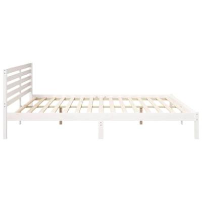 Bedframe met hoofdeinde Wit 200 x 210 cm Massief grenenhout Bedframe met hoofdeinde Wit 200 x 210 cm Massief grenenhout