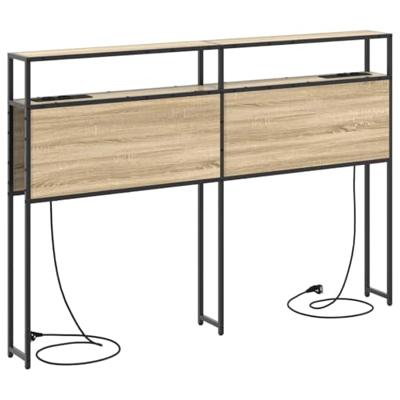 Opberghoofdbord met plank Sonoma eiken 120 cm Bewerkt hout