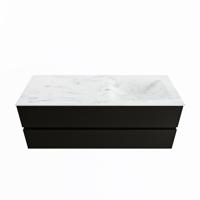 MONDIAZ VICA-DLUX 130cm badmeubel onderkast Urban 2 lades. Inbouw wastafel CLOUD rechts zonder kraangat, kleur Opalo. - thumbnail