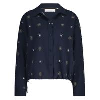 Nukus Newport Blouse Embroidery | Navy/Silver - thumbnail