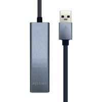 AISENS - A106-0401 USB 3.0 op Gigabit Ethernet 10/100/1000 Mbps + 3xUSB3.0 hub grijs, 15 cm - thumbnail