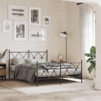 Bedframe met hoofd- en voeteneinde metaal zwart 140x200 cm - thumbnail