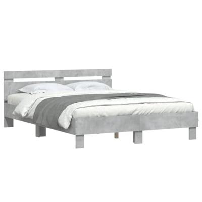 Bedframe met hoofdeinde bewerkt hout betongrijs 140x190 cm