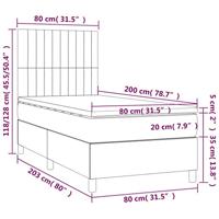 Boxspring met matras stof lichtgrijs 80x200 cm - thumbnail