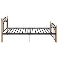 Bedframe metaal en massief eikenhout zwart 120x200 cm - thumbnail
