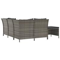 4-delige Loungeset met kussens poly rattan grijs - thumbnail