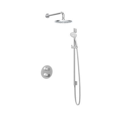 Hotbath Buddy - Inbouw Regendoucheset - Thermostatisch - Wandarm 35 cm - Hoofddouche 200 mm - Ronde Handdouche 3 Standen - Glijstang 900 mm - met 2-Weg Stop-Omstel - Waterbesparend - V01