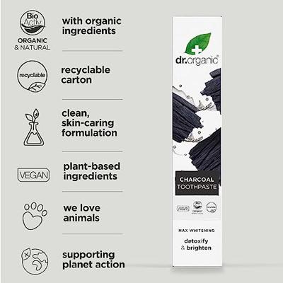 Dr Organic Activated Charcoal Extra Whitening Toothpaste - thumbnail