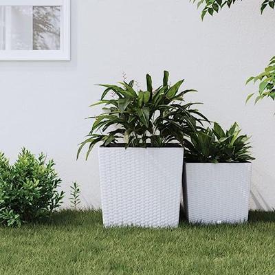 VidaXL Plantenbak met uitneembare bak rattan-look 37/64 l pp wit