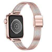 Stainless steel slim fit bandje - Rosé goud - Geschikt voor Apple Watch 44mm / 45mm / 46mm / 49mm - thumbnail