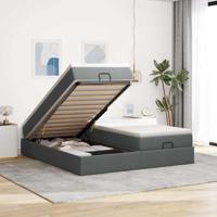 Ottoman bed met matrassen 160x200cm stof donkergrijs - thumbnail