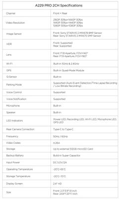 VIOFO A229 Pro 2CH-G GPS - Videorecorder