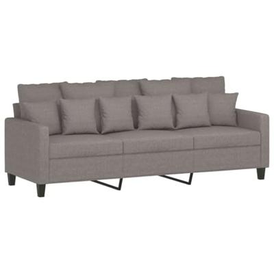 Driezitsbank met voetenbank 180 cm stof taupe