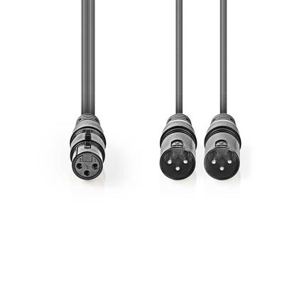 Gebalanceerde XLR-Audiokabel | 2x XLR 3-pins male - XLR 3-pins female | 1,5 m | Grijs