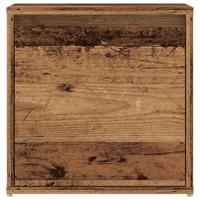 Opbergbox met lade 40,5x40x40 cm bewerkt hout oud houtkleurig - thumbnail