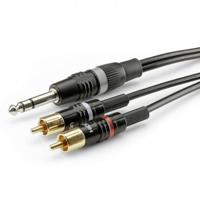 Sommer Cable HBP-6SC2-0300 Jackplug / Cinch Audio Aansluitkabel [2x Cinch-stekker - 1x Jackplug male 6,3 mm (stereo)] 3.00 m Zwart - thumbnail