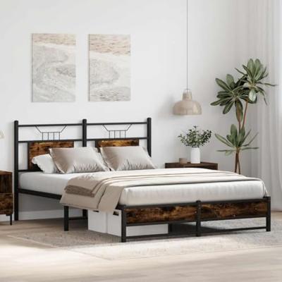 Bedframe zonder matras hout gerookt eikenkleurig 137x190 cm